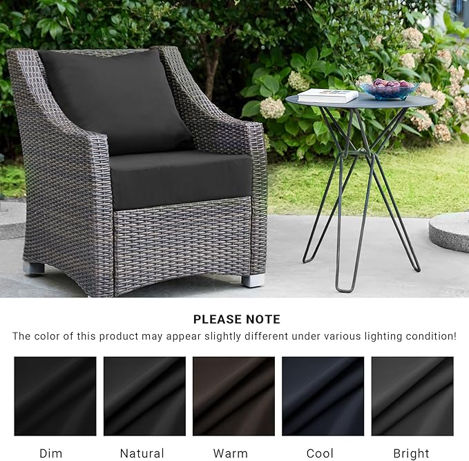 Outdoor Cushions for Patio Furniture,Outdoor Seat Cushion Set 24 x 24 x 4 Inch,Waterproof & Fade Resistant Outdoor Chair Cushions,Deep Patio Chair Cushion with Removable Cover,Black