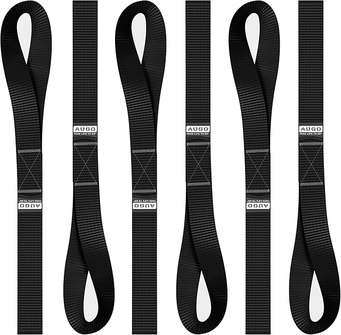 Soft Loop Tie Down Straps - 1,500 Load Capacity & 4,500 Lbs Breaking Strength - 6 Pack - Loops for Securing ATV, UTV, Motorcycles, Scooters, Dirt Bikes, Lawn & Garden Equipment - by AUGO