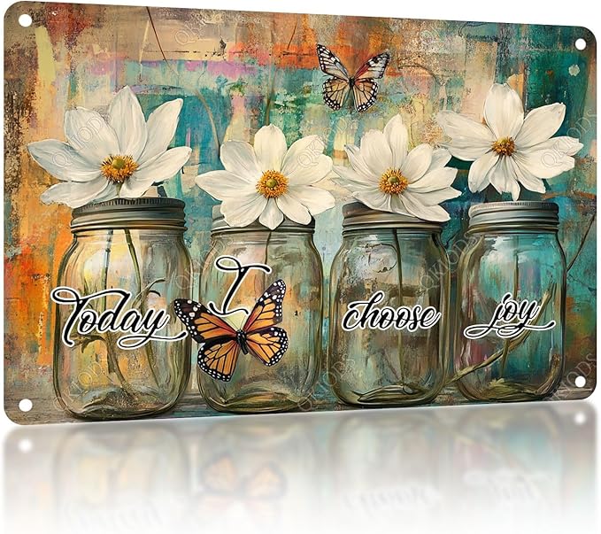 Today I Choose Joy Vintage Metal Signs Funny Tin Sign Retro Indoor Outdoor Wall Decor for Home Office Bar Cafe Pub Garden Yard Garage Patio Porch 8×12 Inch
