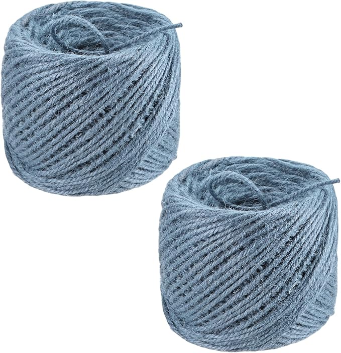 2-Pack Natural Jute Twine String, 3mm x 328ft/100m Long Garden Twine Balls for Crafts/Gift Wrapping/Gardening Plants, Durable Plant Ties Thick Rope [Gray]