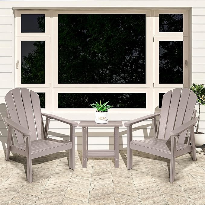 Adirondack Chair Set of 2, HDPE All Weather Adirondack Chairs, Fire Pit Chairs, Patio Chairs, Lawn Chairs. Perfect for Porch, Patio, Poolside, Deck.