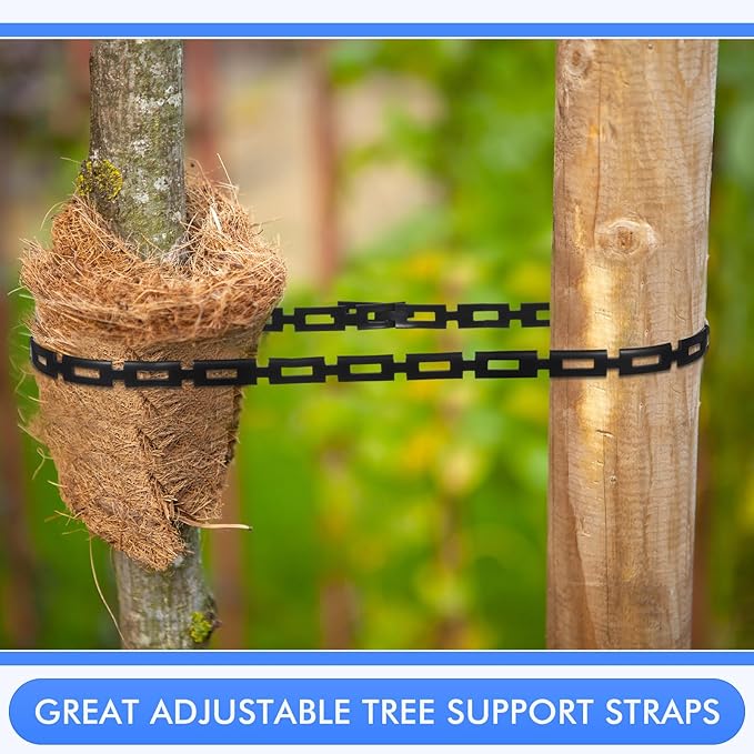 Wesiti 100 ft Plastic Chain Lock Tree Tie 1/2 Inch Wide Adjustable Tree Support Straps Plant String Swing Strap Flexible Reusable Ties for Staking for Garden Accessories