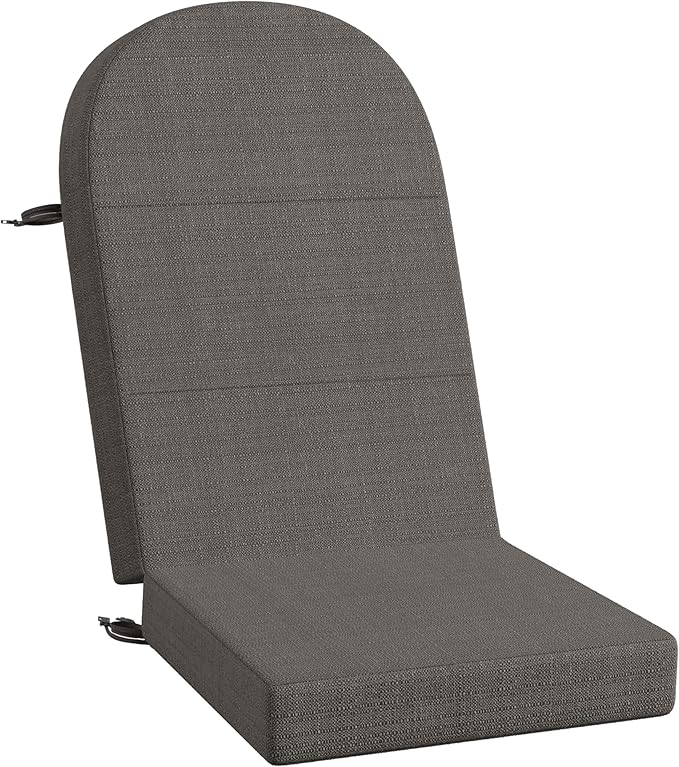 Codi Adirondack Chair Cushion – Outdoor Rocking Seat Cushions for Patio & Porch, Fade Resistant Waterproof Fabric with Ties, Grey