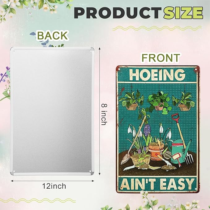 2 Pcs Funny Metal Tin Garden Sign 12'' x 8'' Gifts for Plant Lovers Women Grandma Mom Garden Decor Metal Tin Sign for Farmhouse Greenhouse Patio Yard Wall Decor Indoor Outdoor(Female, Home)