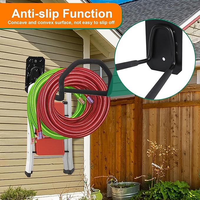 Heavy Duty Hose Hanger Wall Mount Water Hose Holders for Outside, Sturdy Hose Stand for Garden Hose Storage and Extension Cords
