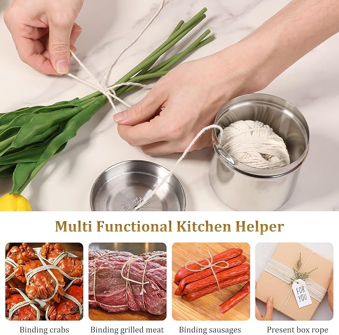2 Pcs Cotton String Balls Cooking Strings Garden Twine Kitchen Butchers Twine for Meat Tying Baking Roasting DIY Project Craft Art
