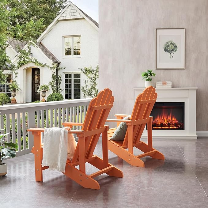 Adirondack Chairs Weather Resistant, Patio Firepit Chair, Sturdy Outside Chairs, Lawn Chairs, Easy Assembly 350lb, for Outdoor Patio Yard