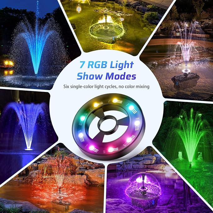 Antfraer 660GPH Pond Filter with RGB Auto-Cycle LED Lights - Built-in 40W Pump & 3-Stage Pond Filters for Outdoor Ponds, Koi Fish Ponds, Garden Fountains, Waterfalls & Aquariums (Corded Electric)