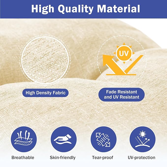 Bench Cushion, 36 x 14 Inch Patio Furniture Cushions with Durable Ties, Soft Memory Foam Bench Cushions for Indoor/Outdoor Furniture with Non-Slip Bottom, Kitchen&Dining, Beige