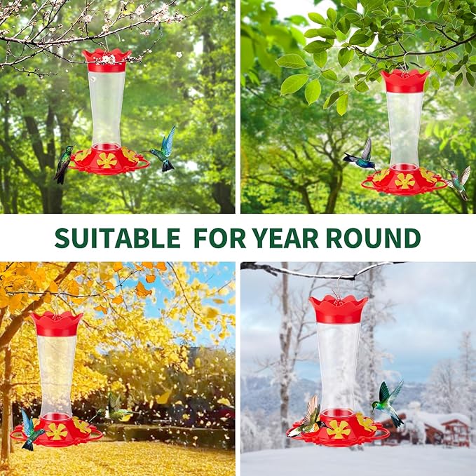Hummingbird Feeders for Outdoors Hanging,2 Pack Humming Birds Feeders for Outside,Wild Bird Feeder for Outside Garden Yard Patio 13.5OZ,Plastic Bird Feeders 5 Feeding Ports Bird Nectar Feeder