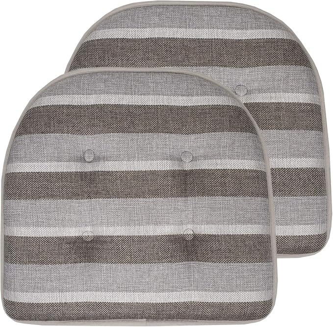 Chair Cushion Memory Foam Pads Tufted Slip Non Skid Rubber Back U-Shaped 17" x 16" Seat Cover, (Pack of 3)
