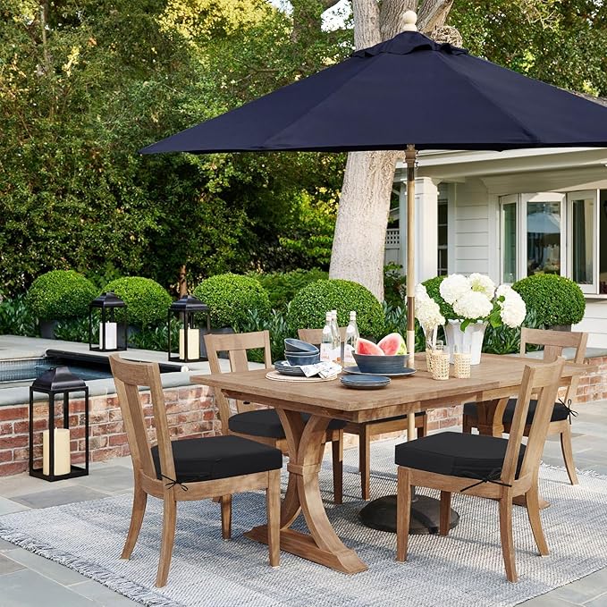 Topotdor Outdoor Chair Cushions Set of 2, 17"x16"x2" Patio Chair Cushions for Outdoor Furniture, Round Corner Outdoor Seat Chair Pads with Ties for Patio Garden Dining Office, Black