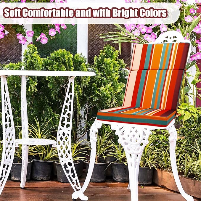 6 Pack Outdoor High Back Chair Cushion, 44 x 20 inches Patio Chair Cushions Waterproof Rocking Cushions Indoor Furniture Seat Pad, Weather Resistant (Solid,Boho)