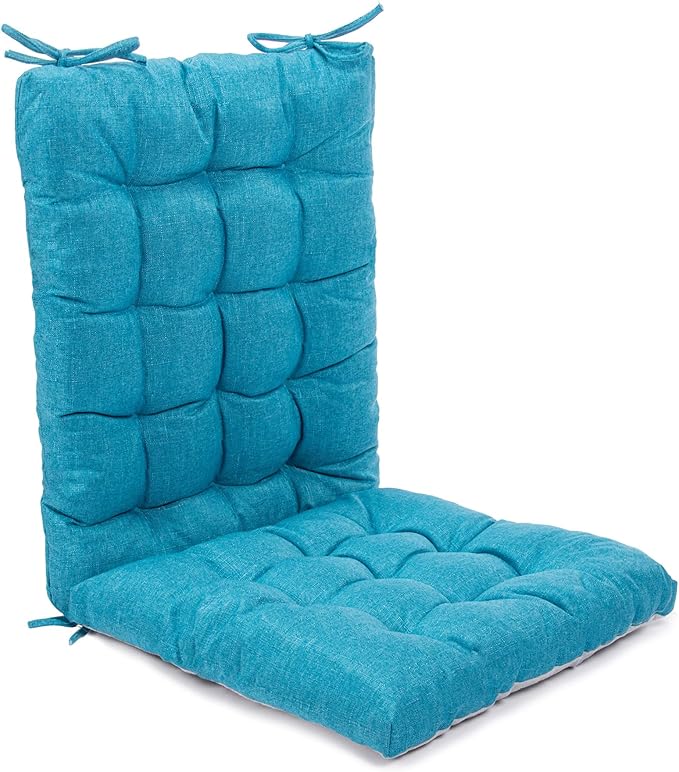 Rocking Chair Cushions Comfortable Tufted Seat Cushion Pads Non-Skid Backed Set of Backrest Cushion and Seat Bottom for Porch Rocker Adirondack Chair (SkyBlue, Backrest-24X17,Bottom-17x17)