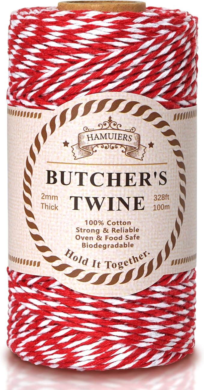 Cotton Twine String, 328 Feet Red & White - Christmas Twine for Gift Wrapping, Crafts, Baking, Butchers, Holiday Decorations, DIY, Kitchen & Gardening