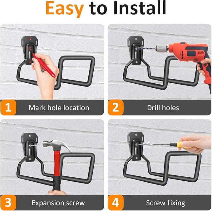 2 Pack Garden Hose Holder - Heavy Duty Metal Hanger Wall Mount, Water Hose Holder for Outside Yard, Water Hose Reel, Garden Storage Hook Rack