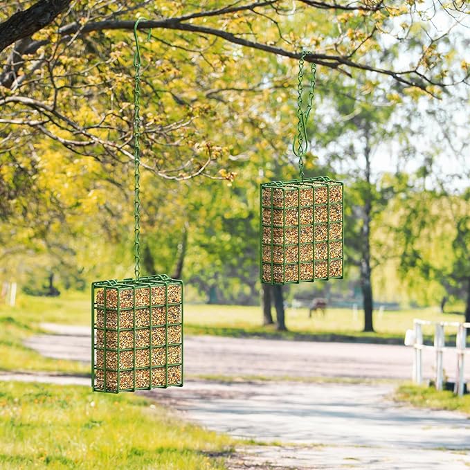 Bird Feeder for Outdoors, 2 Pack Suet Feeder Hanging Bird Feeder, Hanging for Garden Yard Outside - Suet Cake Feeders fo Attracting Birds