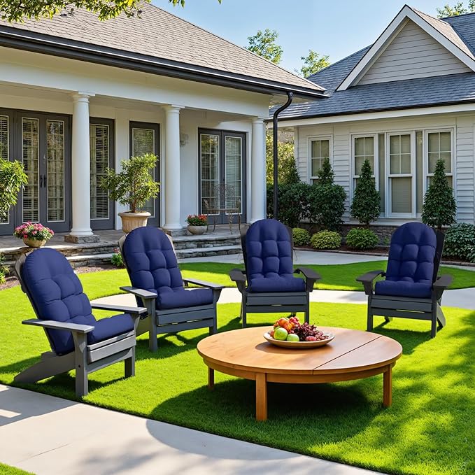 Adirondack Chair Cushion, Rocking Chair Cushions, High Back Patio Cushions, Thickened Weather Resistant Patio Cushion with 6 Ties, Non Slip Fade & Waterproof