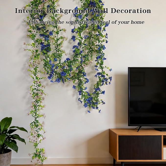 4 Pcs Faux Flowers Garland Plant, Artificial Vines Hanging Flowers Leaves Greenery Garland for Wedding Backdrop Arch Wall Decor, 6 Feet/pcs UV Resistant Indoor Outdoor