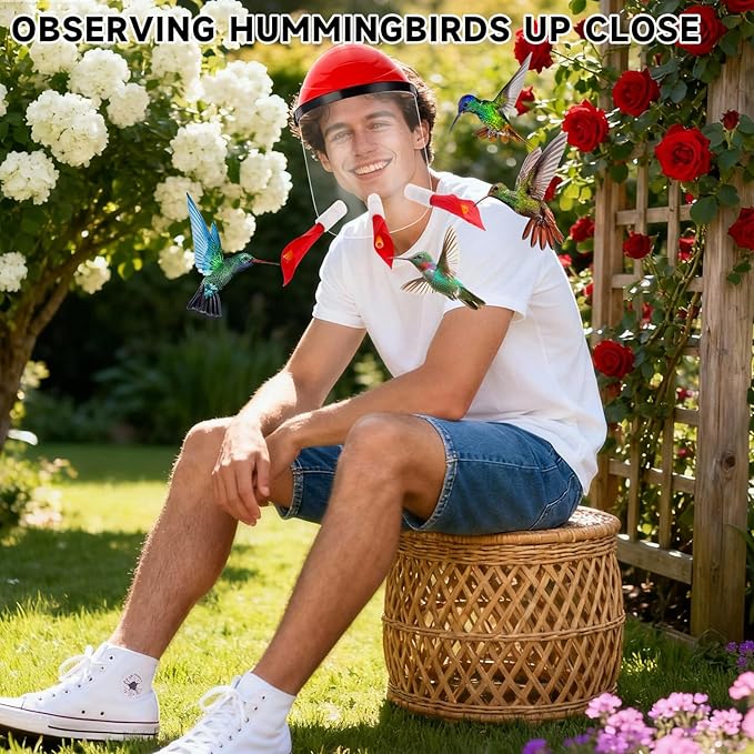 Hummingbird Feeder Hat, Outdoors Hummingbird Feeder Mask with 3 Feeding Ports (1PCS)