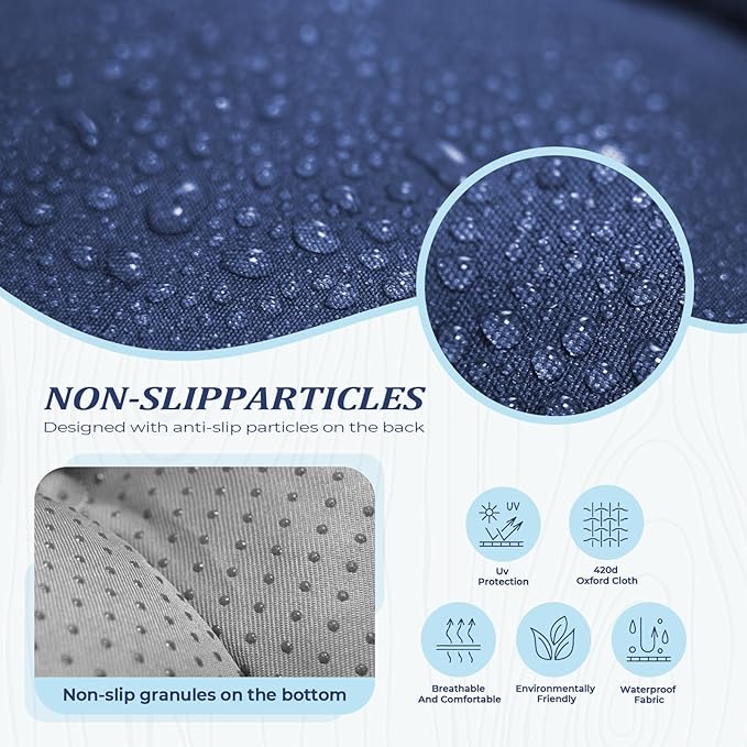 Waterproof Long Lounger Chair Cushion Outdoor Chaise Lounge Chair Cushions with Ties, Patio Recliner Thickened Lounge Chair Cushions for Indoor 74.4 x 22 x 4.7 Inches, Cushion Only (Blue)