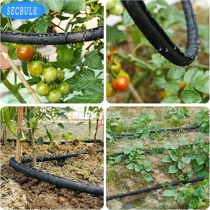 2025 Flat Soaker Hose 75 ft for Garden, 75' Linkable Drip Hose Diy Garden Irrigation System Saving 80% Water, Dual-layer Leak-free Design Water Hose with Holes