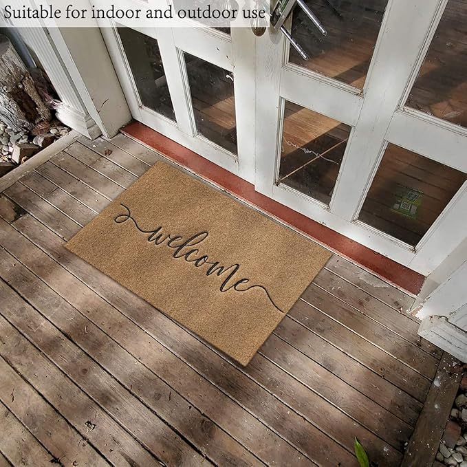 AAZZKANG Outdoor Mats for Front Door Large 36"x24",Indoor Welcome Mat with Non Slip Rubber Backing,Easy to Clean Entrance Doormat for Home Office Patio Brown