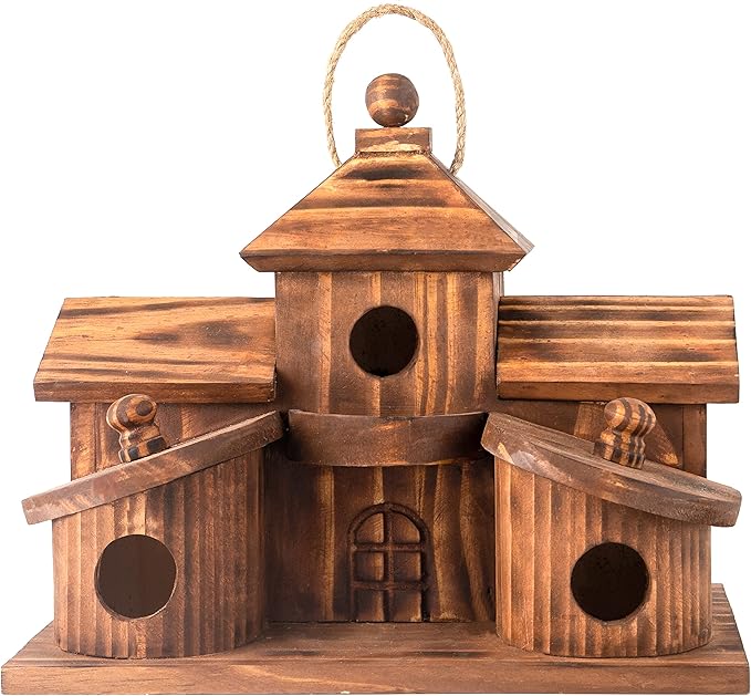 Bird Houses for Outside,Outdoor 5 Hole Bird House Room for 5 Bird Families Bluebird Finch Cardinals Hanging Birdhouse for Garden
