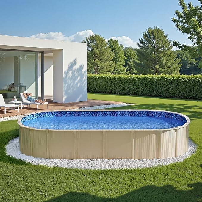 VEVOR 15 x 30 ft Oval Pool Liner, Unibead Above Ground Pool Liners, 52in Wall Height, Durable Standard Gauge Vinyl, Designed for Steel Sided Above-Ground Swimming Pools