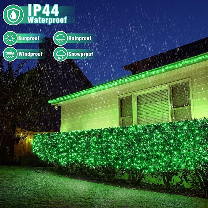 132FT 400 LED Outdoor String Lights, Connectable St Patricks Day Lights Waterproof with 8 Modes, Plug in Clear Wire Twinkle Lights for Indoor Home Wedding Patio Garden Decorations, Green