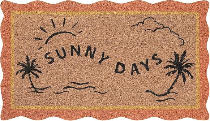 Folkulture Welcome Matt Outdoor | 16 x 28 Scalloped Door Mats for Front Door Mat Outside Entrance | Eco Friendly | Welcome-Mats Cute | Coir Door Mats | Outdoor Decor for Home | Durable & Anti Slip