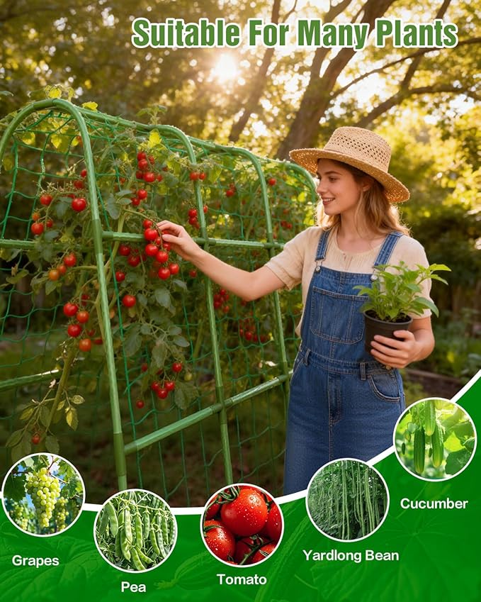Joyhalo Cucumber Trellis for Raised Bed, U-Shape Garden Trellis for Climbing Plants Outdoor, 51 * 35 * 48in Metal Arch Vegetables Trellis, Plant Support for Vegetable Vine Pea Bean Tomato