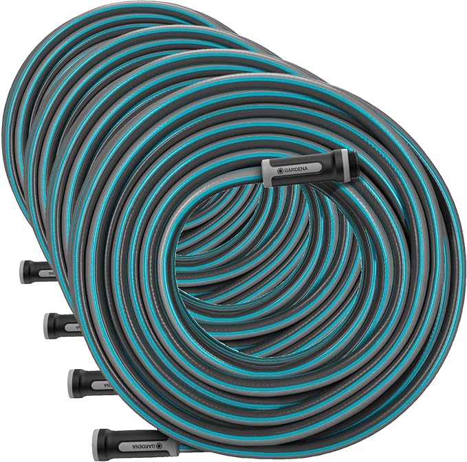 20530 | 50' Foot 5/8" Heavy-Duty Gardening Hose | Heavy-Duty 5-Ply Design, Includes US Hose Threads, European Made, Kink-Resistant (Pack of 4)
