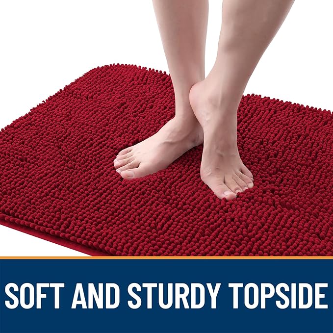 OLANLY Dog Door Mat for Muddy Paws 70x32, Absorbs Moisture and Dirt, Absorbent Non-Slip Washable Doormat, Quick Dry Chenille Mud Mat for Dogs, Entry Indoor Entryway Carpet for Inside Floor, Red