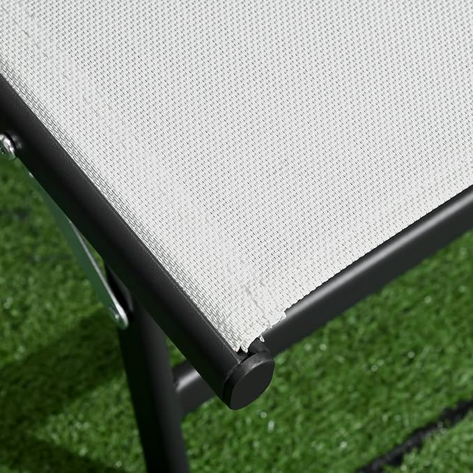 Outsunny Chaise Lounge Outdoor, 2 Piece Lounge Chair with Wheels, Tanning Chair with 5 Adjustable Positions for Patio, Beach, Yard, Pool, Cream White