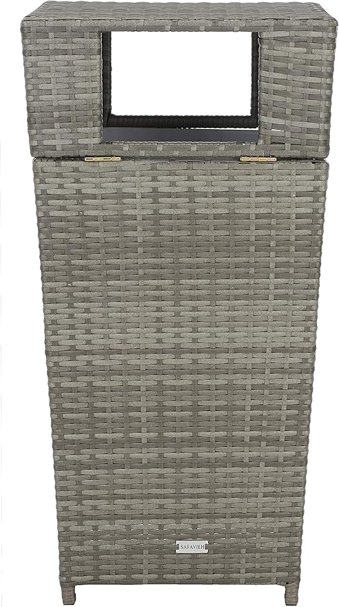 Safavieh Outdoor Collection Mazeli Grey Wicker Trash Bin