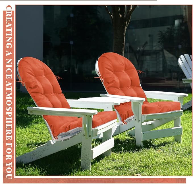 Geelin 2 Pcs Adirondack Chair Cushion High Back Patio Rocking Chair Cushion 44 x 19 x 4 Inch Tufted Weather Resistant Fade Resistant Seat for Patio Rocking Seat