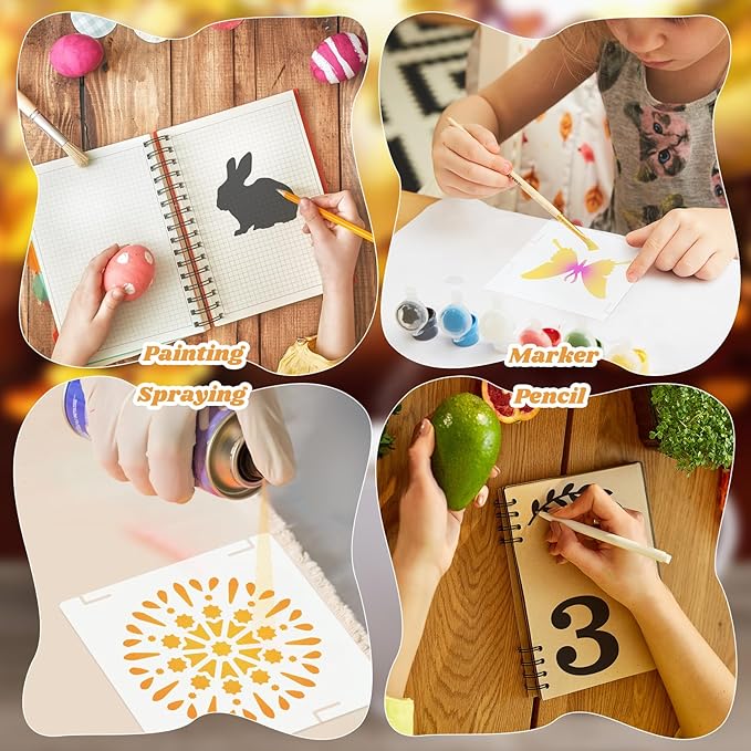 Fainne 100 Pcs 2 Inch Stencils Small Stencils for Painting on Wood Reusable Painting Templates Crafts for DIY Scrapbook, Wood, Wall, Fabric, Rock, Chalkboard, Sign(Alphabet Style)