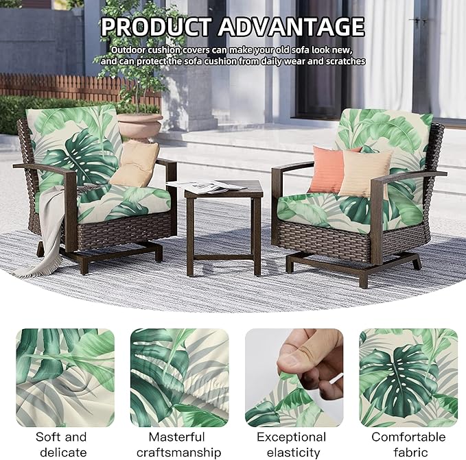 8Pcs Outdoor Cushion Covers, Patio Cushion Covers,Stretch Elastic Slipcovers, Replacement Washable & Reusable Furniture Protector for Patio Couch (Mint Green,Cover Only)
