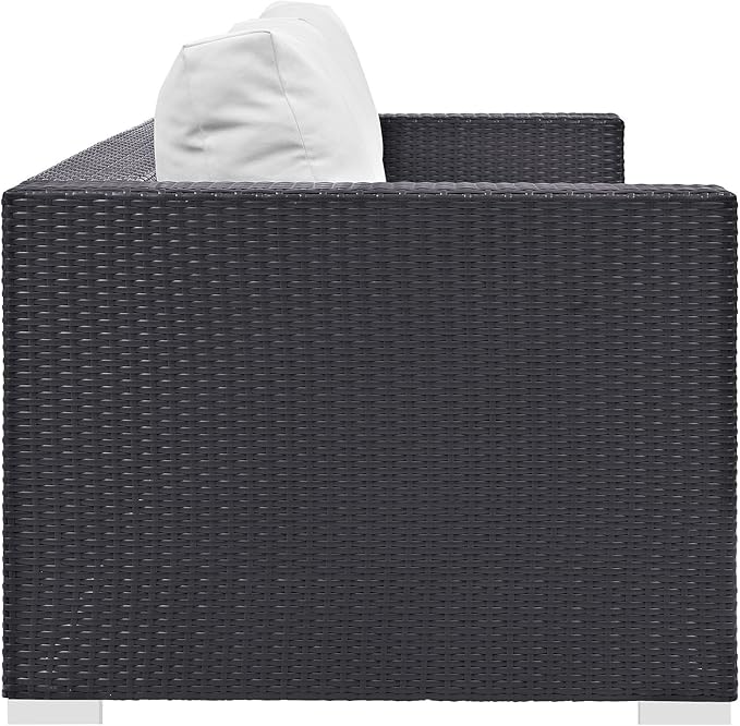 Modway Convene Wicker Rattan Outdoor Patio Sofa in Espresso White