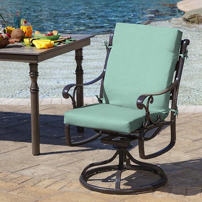 Arden Outdoor Midback Chair Cushion, 18 x 16.5, Aqua Leala