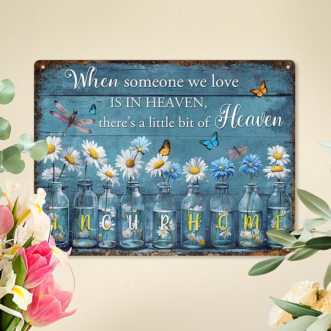 Custom Garden Signs Personalized Metal Tin Sign for Women, Retro Funny Welcome Metal Sign for Outdoor, Patio, Yard Rustic Home Decor Gift for Mothers Day, Grandmas, and Gardening Lovers Blue