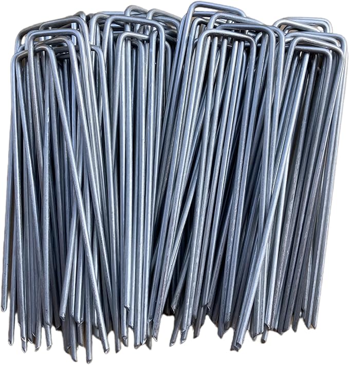 6 Inches Heavy Duty Galvanized Steel Garden Stakes Staples Securing Pegs for Securing Weed Fabric Landscape Fabric Netting Ground Sheets and Fleece, Christmas Decoration, Accessories (200)