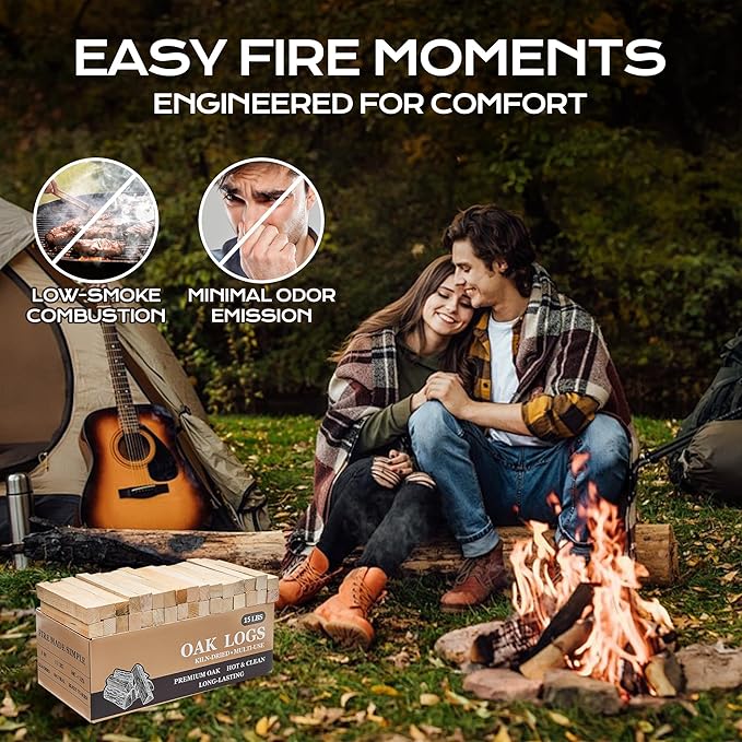 Kiln Dried Oak Firewood Bark Free Hardwood Logs for Pizza Ovens Fire Pits Fireplaces Clean Hot Burning Lights Quickly 8in 15lbs