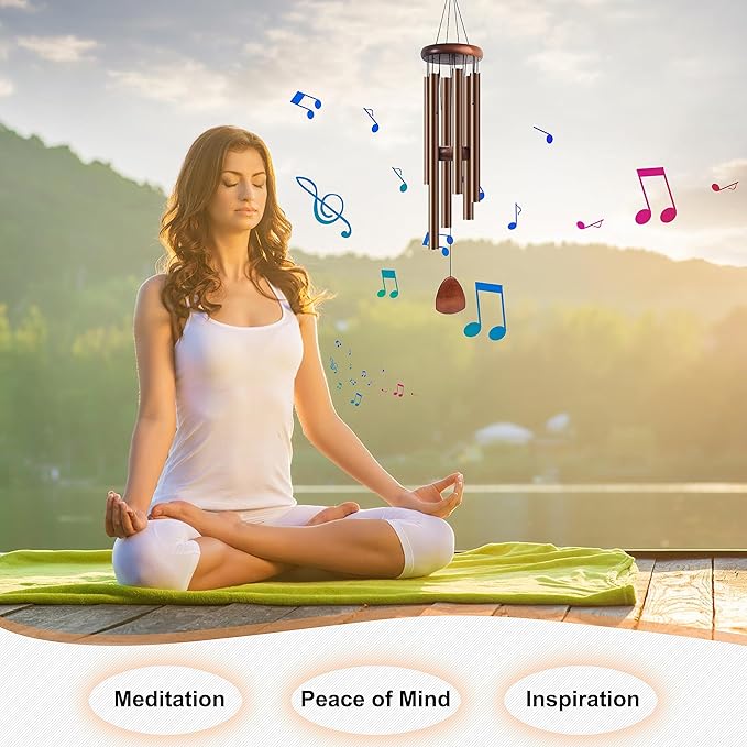 Large Aluminium Wind Chimes 37" Inches to Create a Zen Atmosphere Suitable for Outdoor, Garden, Patio Decoration Wind Chimes with Wind Catcher Suitable as A Gift for Unisex(2 Pack Coffe)