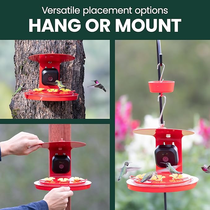 Perky-Pet Smart Bird Feeder with Camera for Hummingbirds - 20 oz Nectar Capacity, Motion Activated 1080p HD, WIi Fi, Camera Feeder Gift Idea