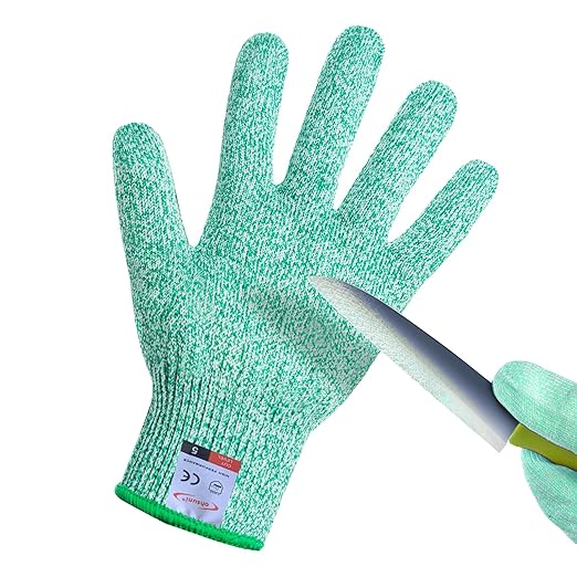 Cutting Gloves, 1 Pairs of Cut Resistant Gloves Food Grade, Cut Resistant Gloves for Kitchen, Oyster Shucking, Fish Fillet Processing, Carving Wood and Gardening(Large-Green)