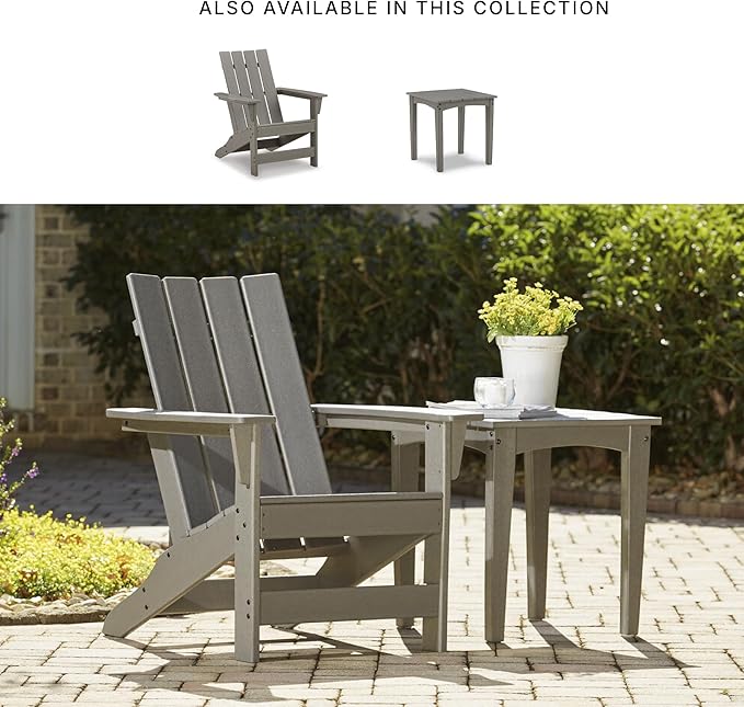 Signature Design by Ashley Visola Outdoor Patio HDPE Weather Resistant Adirondack Chair, Gray
