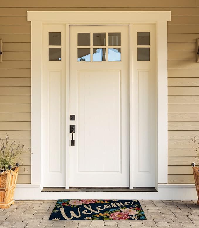 DII Natural Coir Doormat Outdoor Welcome Mat, 17x29, Roses