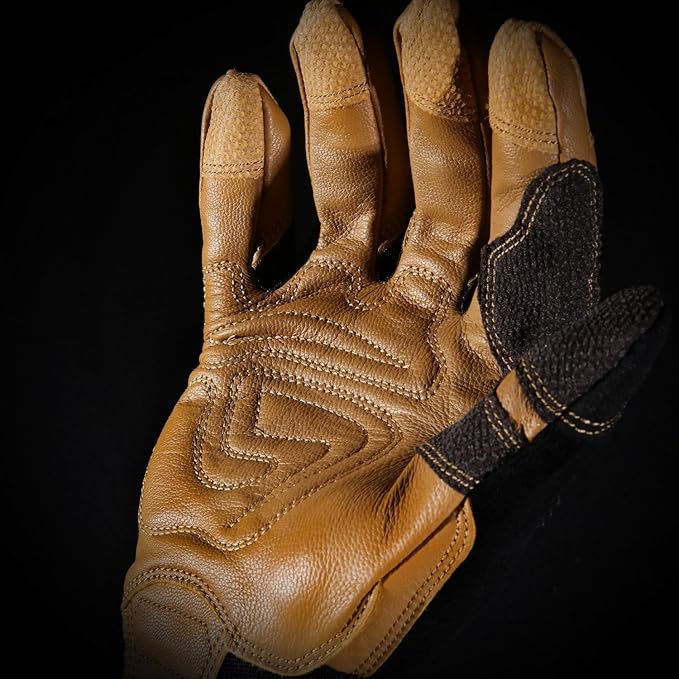 Ironclad Ranchworx Work Gloves RWG2, Premier Leather Work Glove, Performance Fit, Durable, Machine Washable, RWG2-02-S, Brown/Black, Small (Pack of 1)